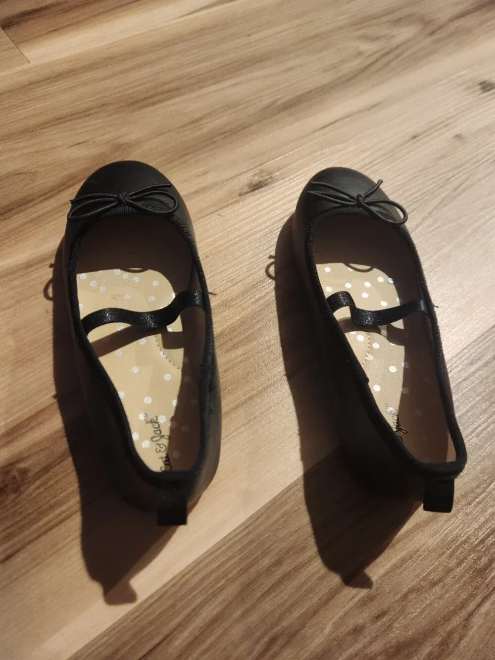 Cat & Jack Black Ballet Flats with Bow LITTLE GIRLS SIZE 12